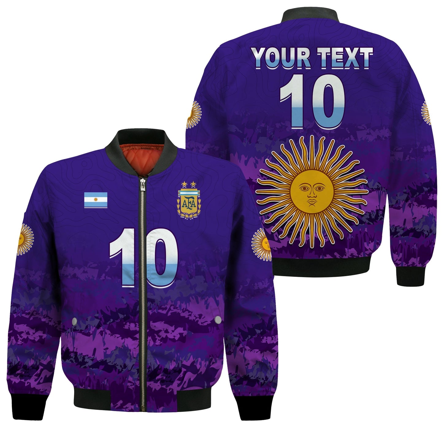 (Custom Text and Number) Argentina Football Bomber Jacket Go Champions La Albiceleste