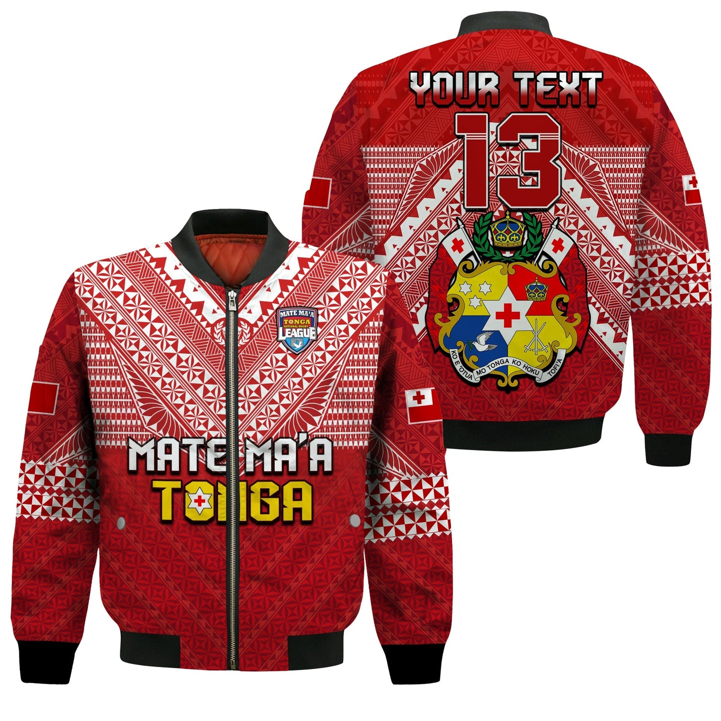 (Custom Text and Number) Tonga Rugby MMT Bomber Jacket Ngatu Mate Maa Tonga Special
