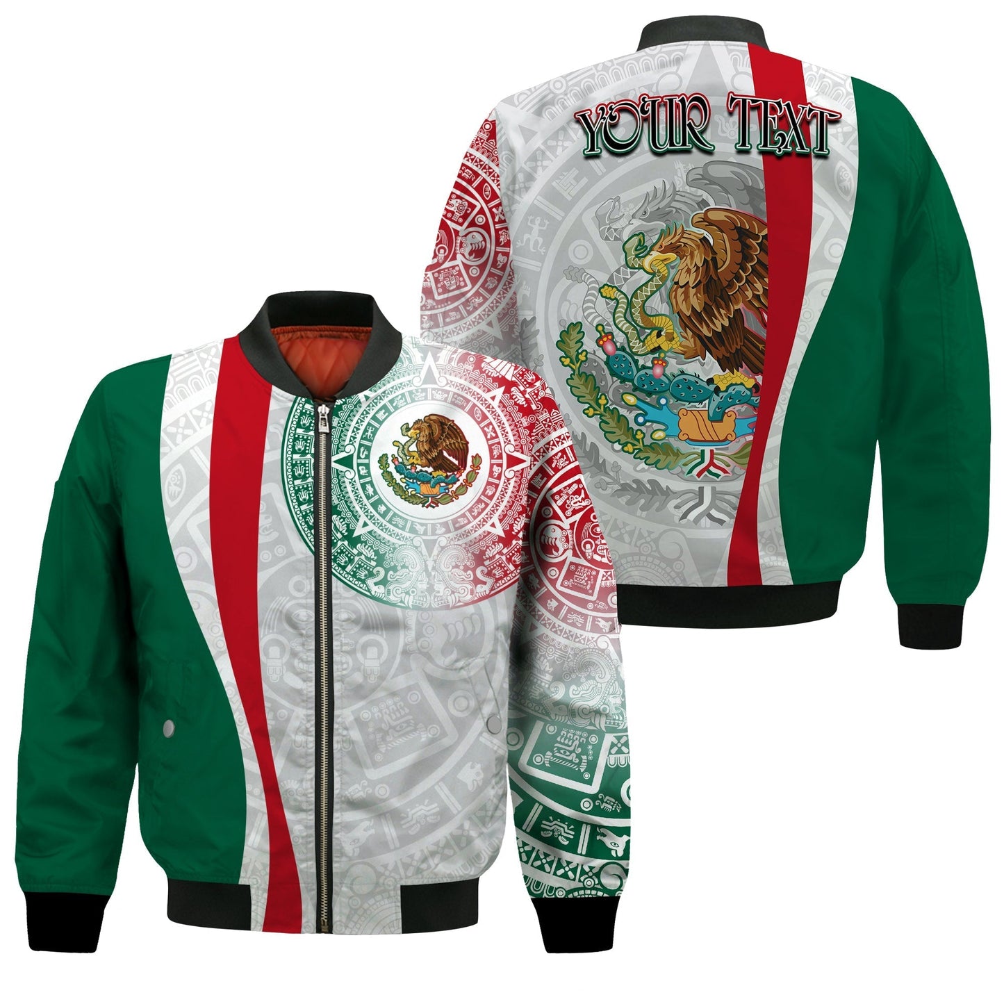 Custom Personalised Mexico Bomber Jacket Mexican Eagles Aztec Pattern