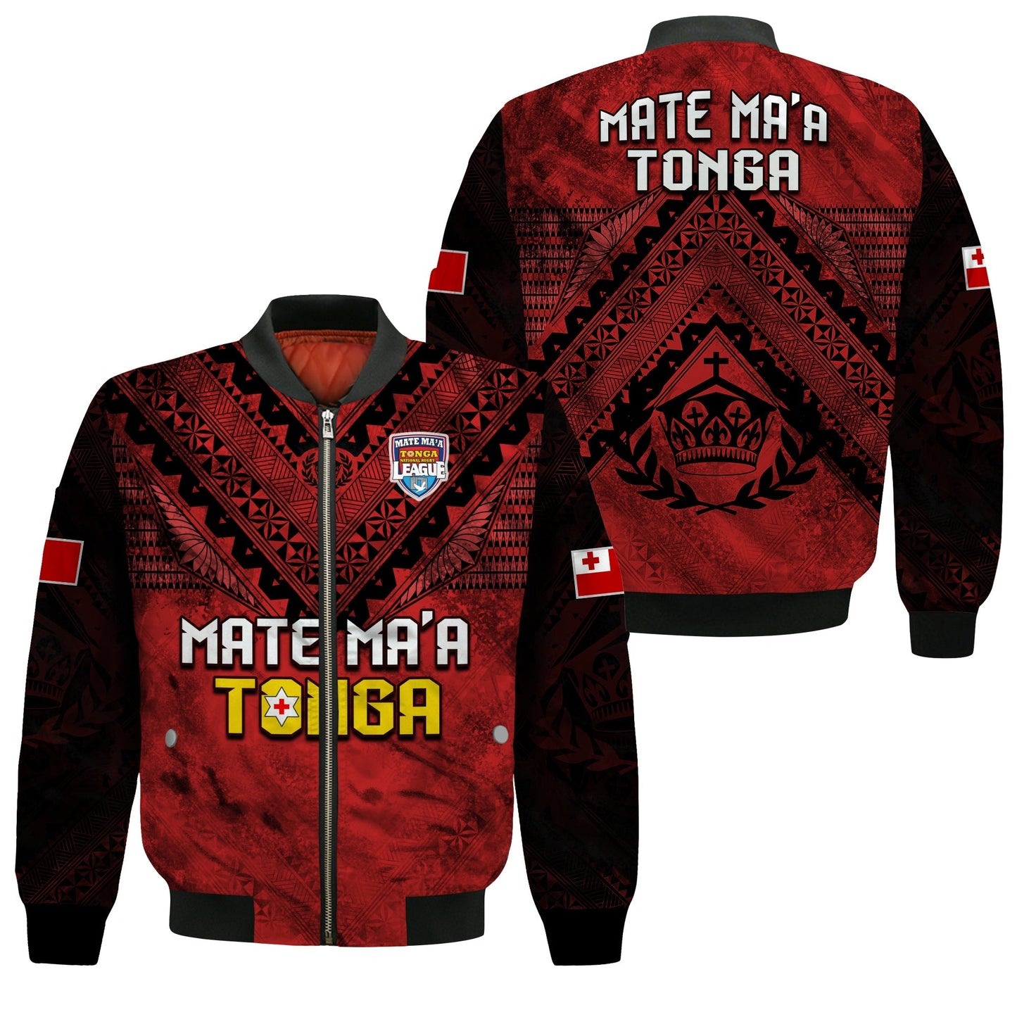 Tonga Rugby MMT Bomber Jacket Ngatu Mate Maa Tonga Grunge
