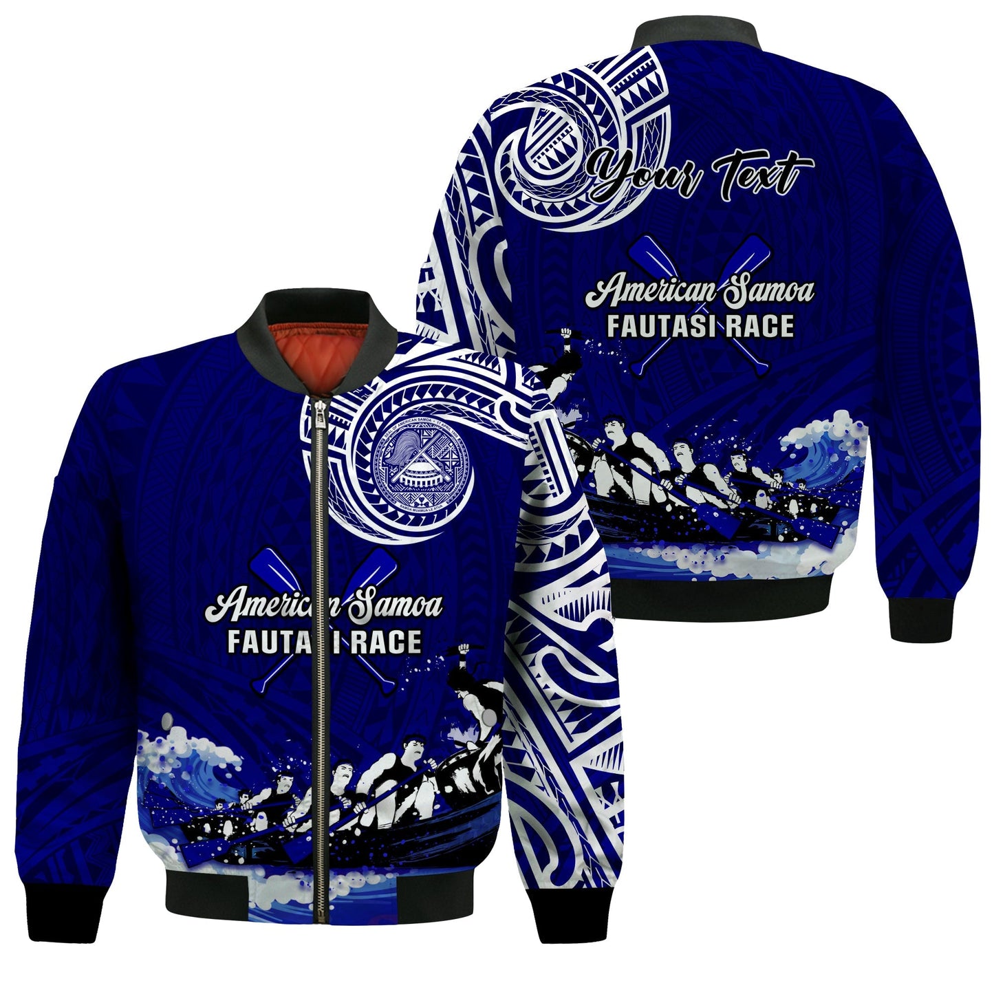 American Samoa Bomber Jacket Fautasi Race Samoan Pattern