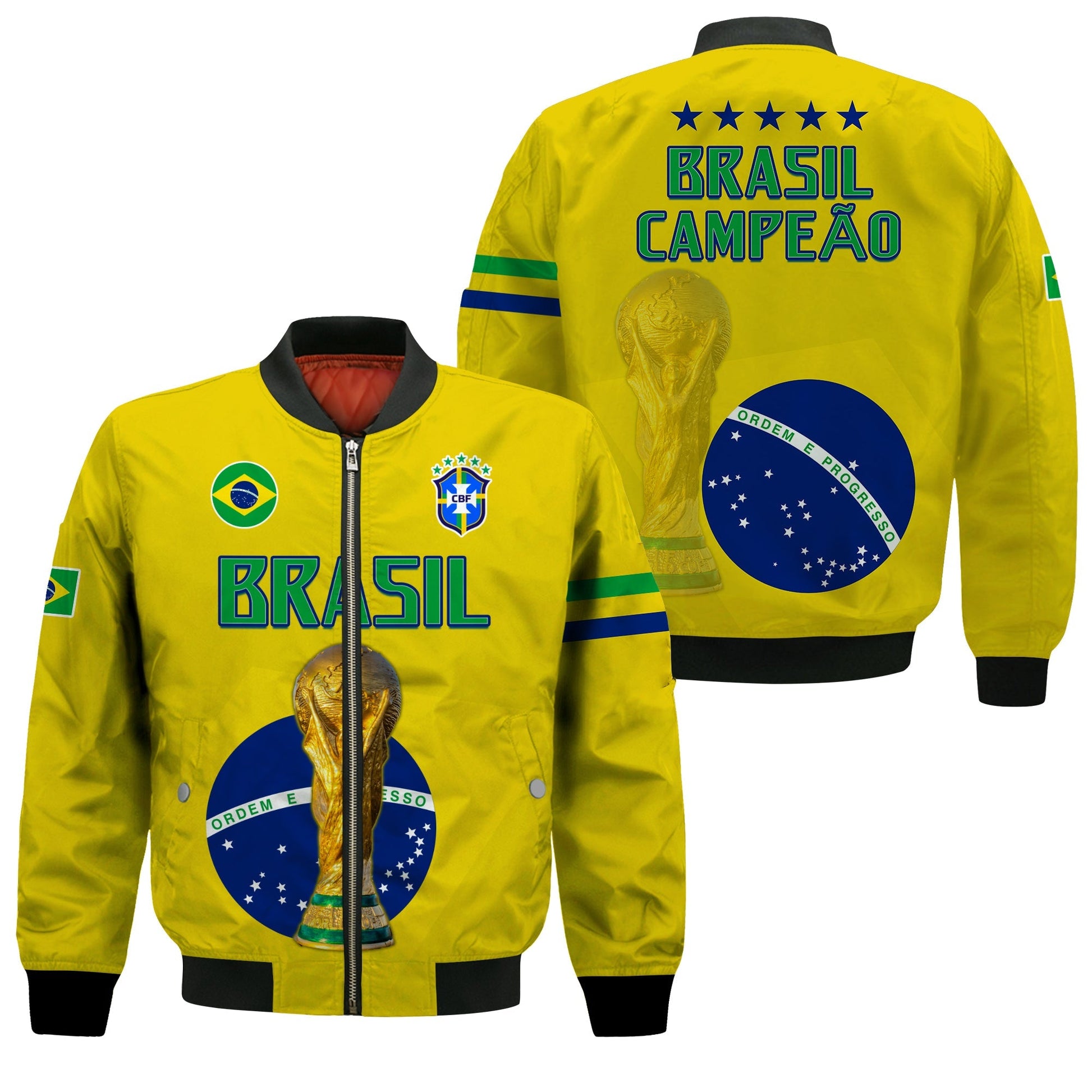 Brazil Football Bomber Jacket Go Champions Selecao Campeao