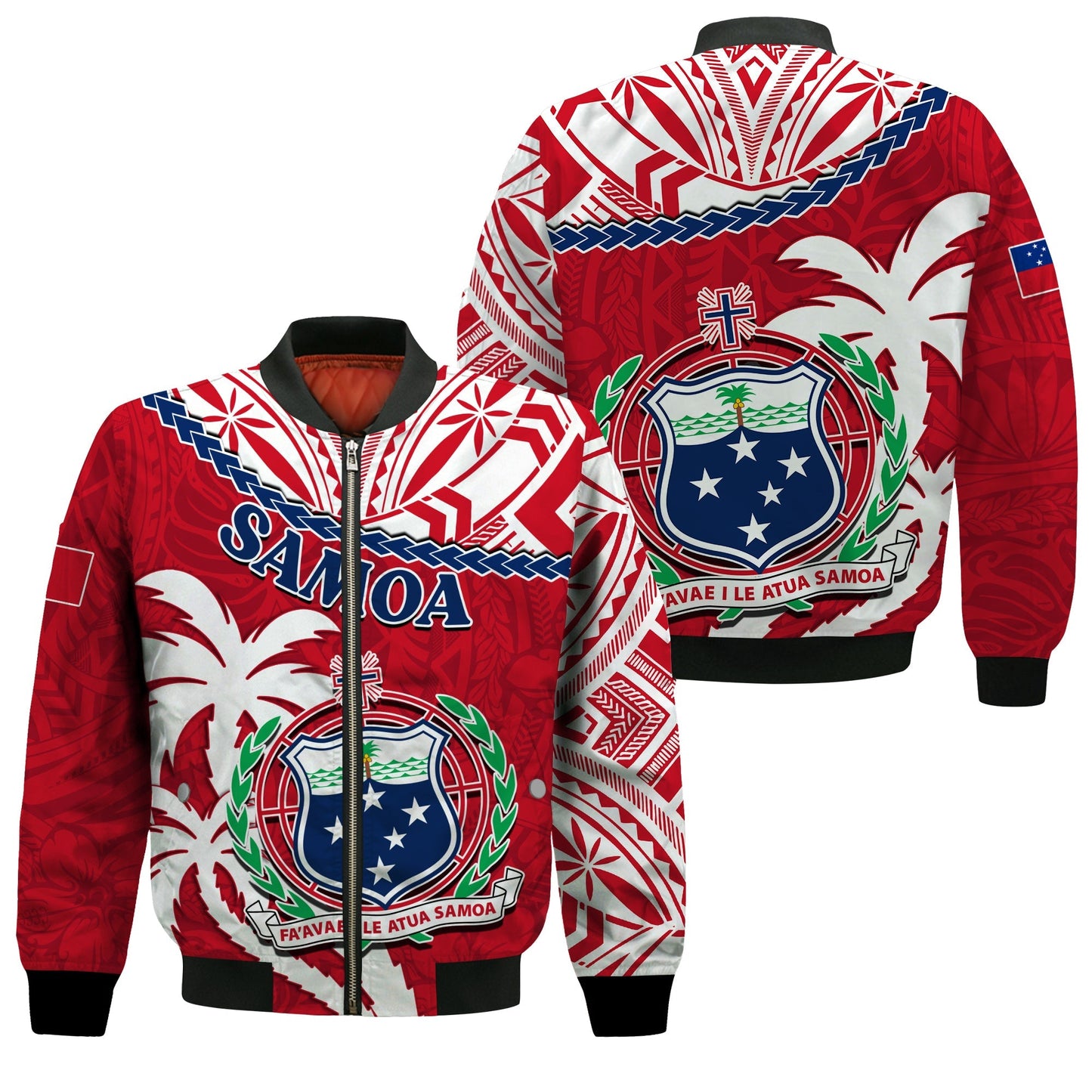 Samoa Bomber Jacket Samoan Coat Of Arms With Coconut Red Style