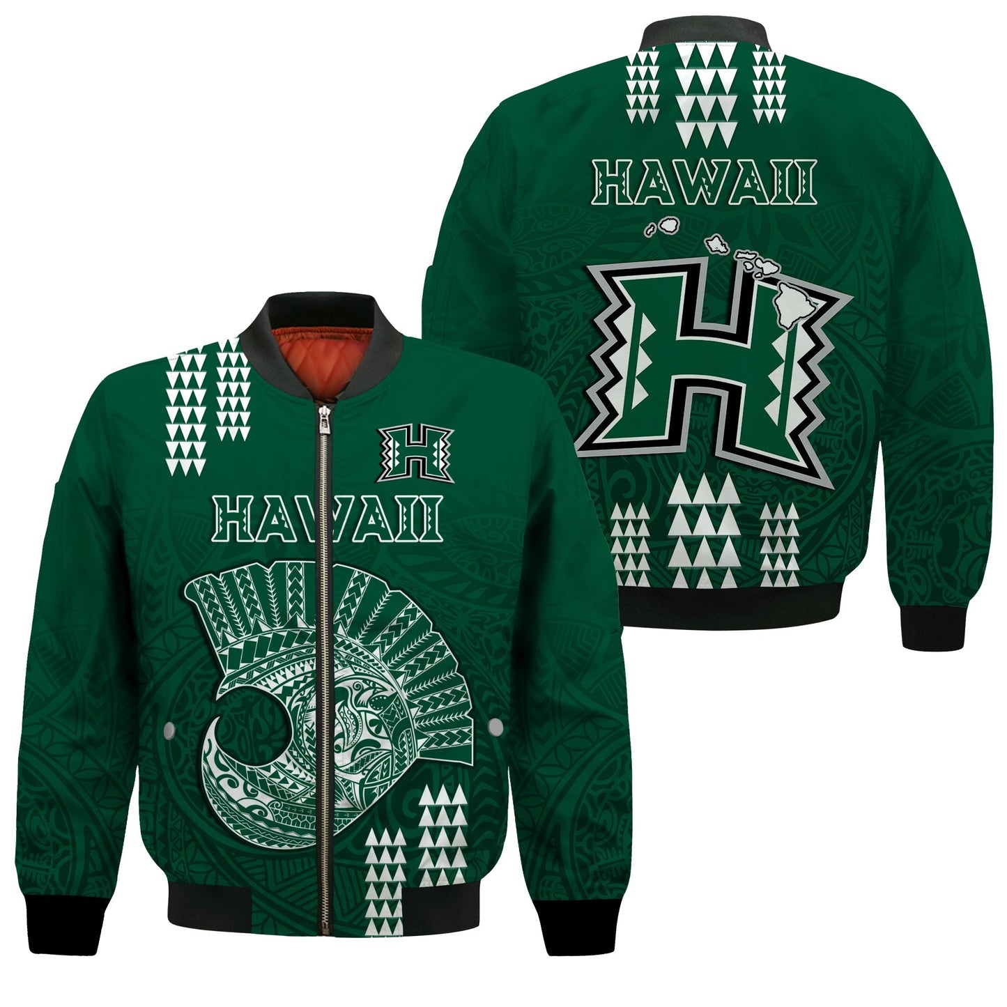 Hawaii Football Bomber Jacket Kakau Rainbow Warriors Helmet