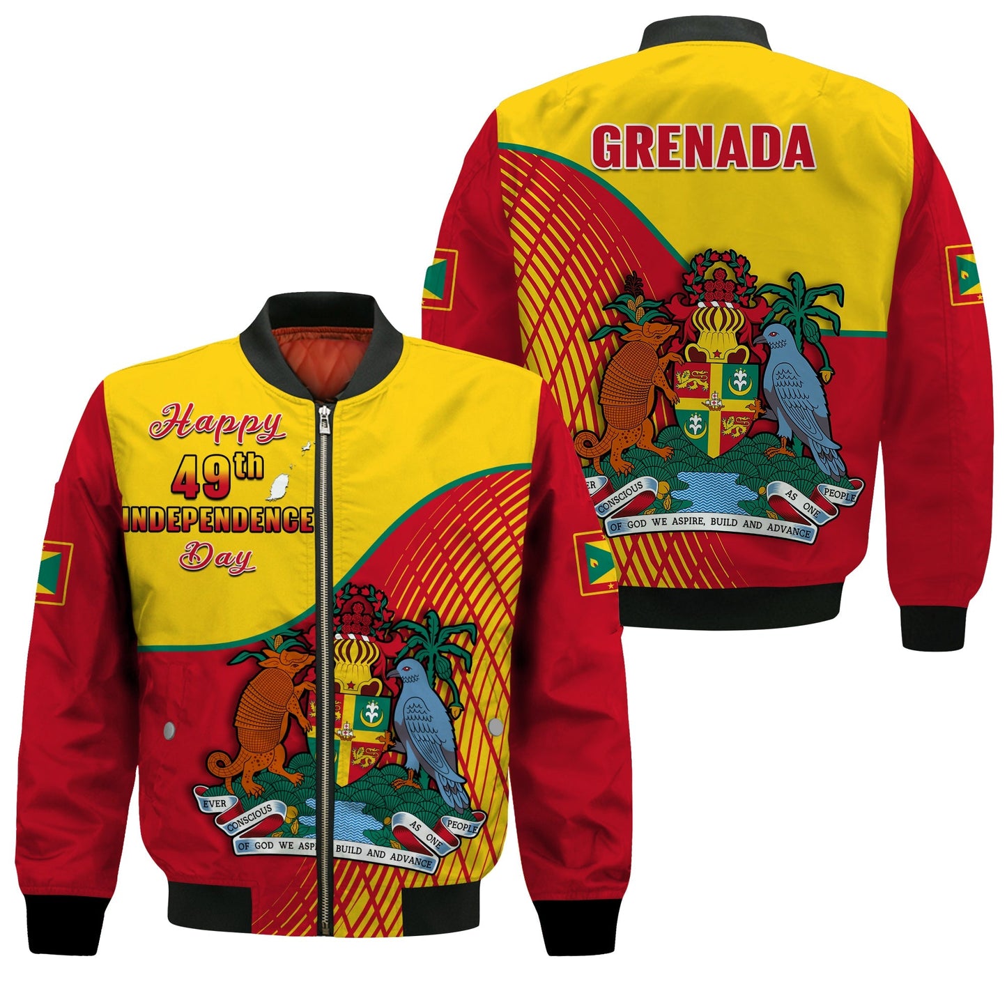 Grenada Bomber Jacket Coat Of Arms Happy 49th Independence Day