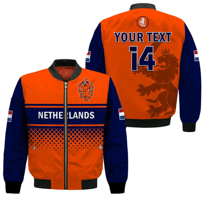 (Custom Text And Number) Netherlands Cricket Bomber Jacket ODI Simple Orange Style