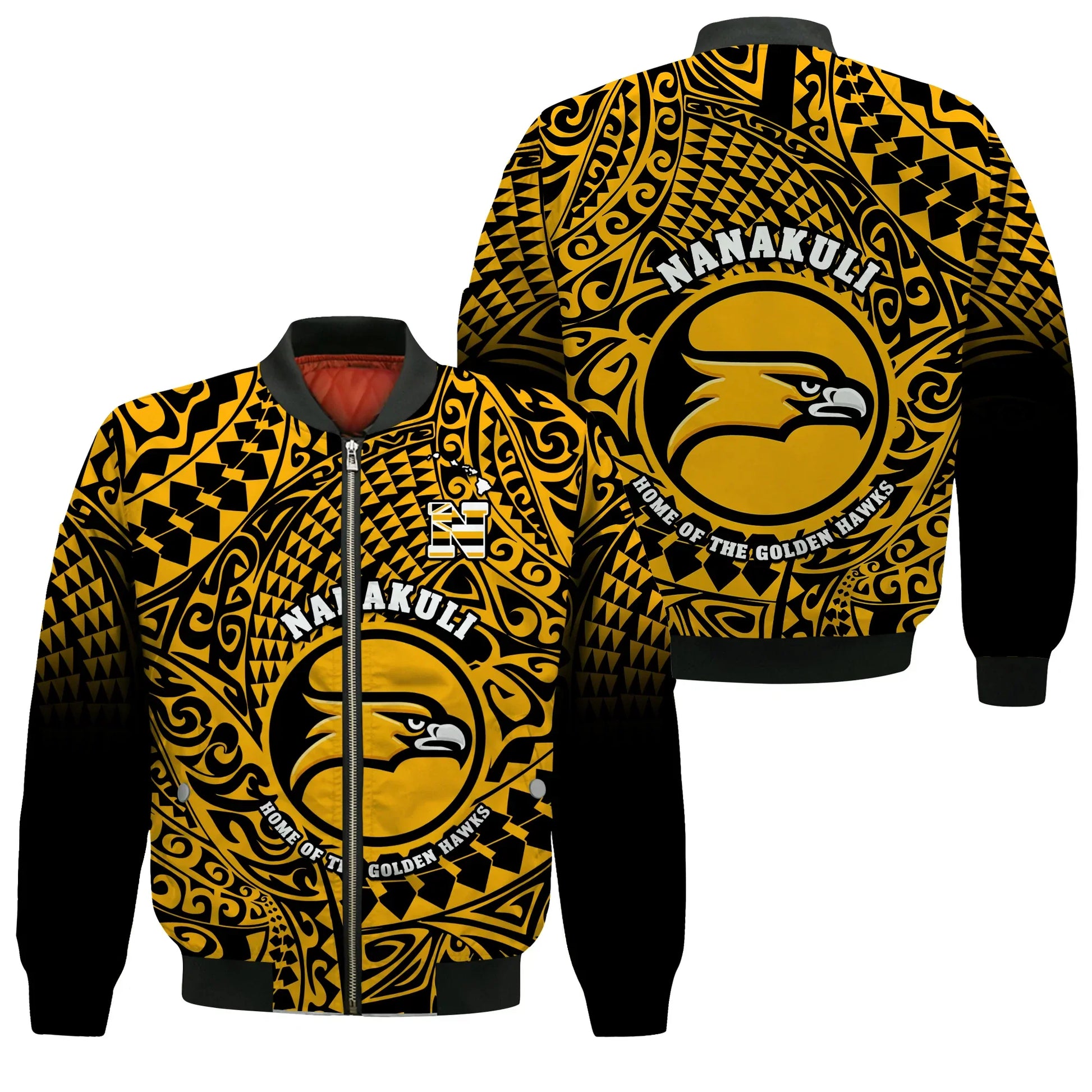 Hawaii Bomber Jacket Nanakuli High and Intermediate School Tribal Kakau
