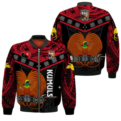 Papua New Guinea Rugby Bomber Jacket PNG Kumuls Bird Of Paradise Black