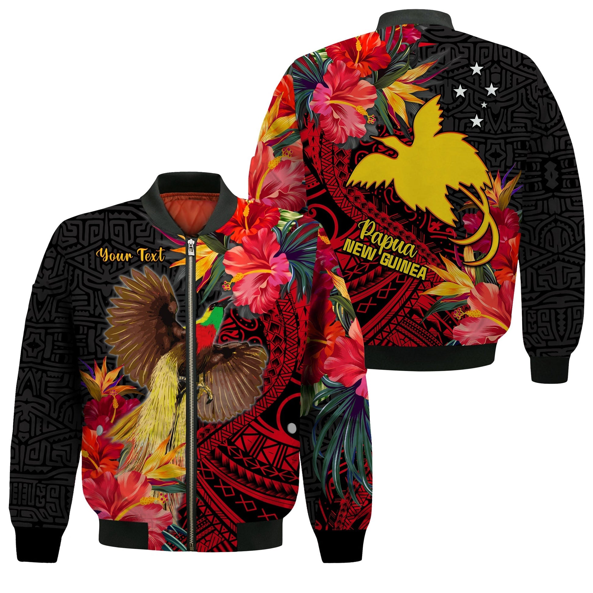 (Custom Personalised) Papua New Guinea Bomber Jacket Bird of Paradise