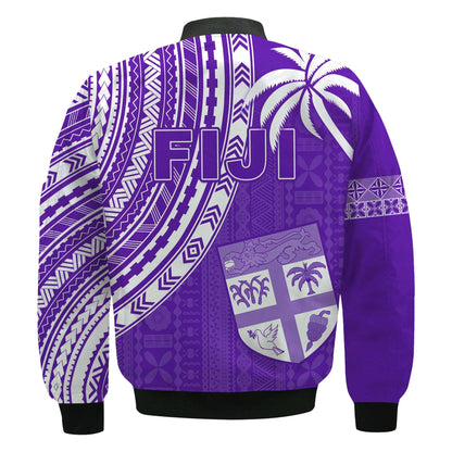 Fiji Rugby Sevens Bomber Jacket Fijian 7s Tapa Polynesian Purple