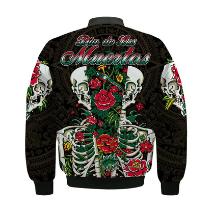 Mexico Bomber Jacket Floral Skull Dia De Los Muertos