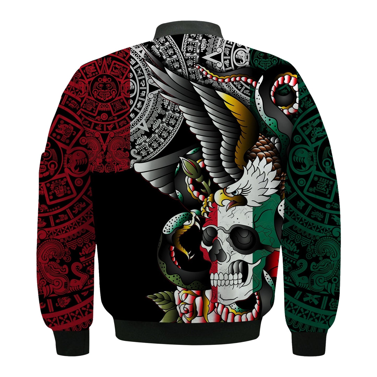 Mexico Bomber Jacket Mexican Skull Eagle With Angry Snake