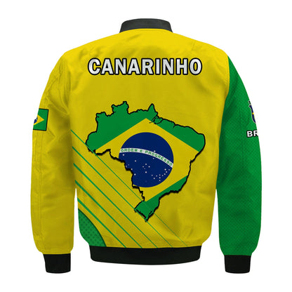 Brazil Football Bomber Jacket Brasil Map Come On Canarinho Sporty Style