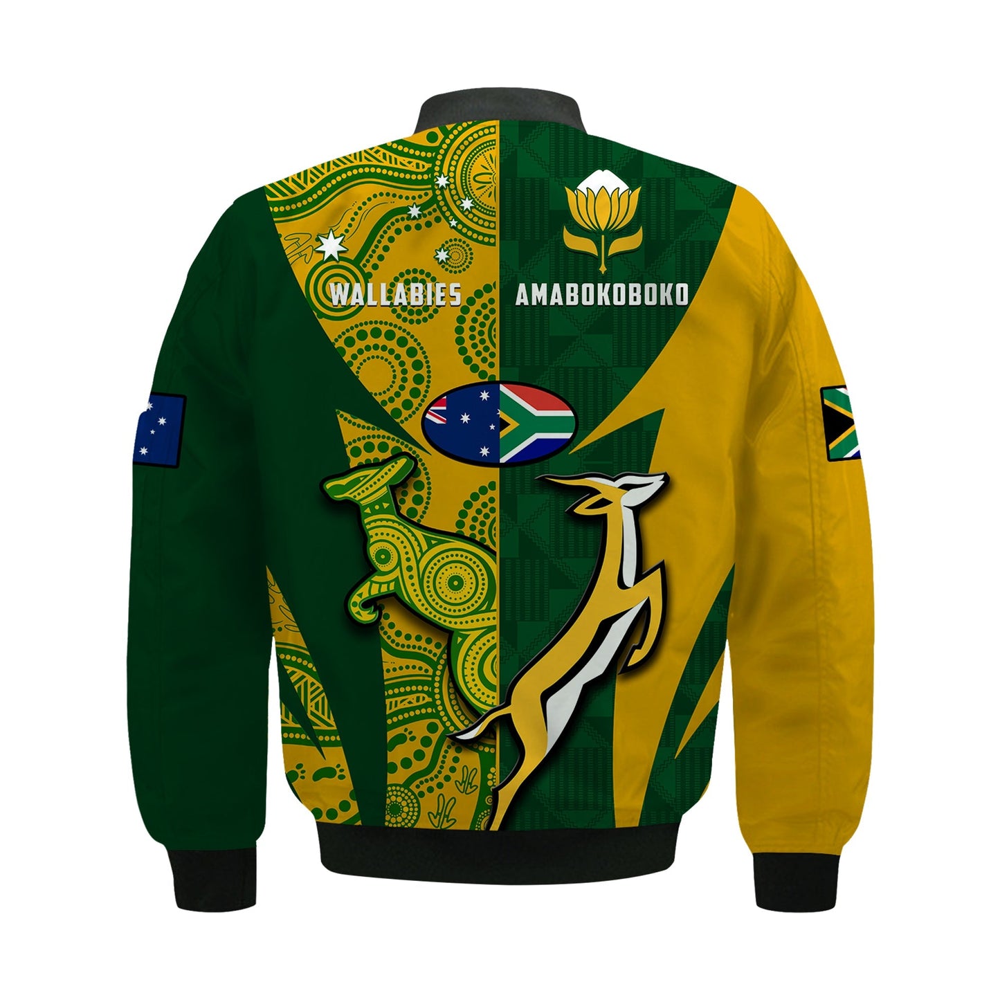 Australia Rugby and South Africa Rugby Bomber Jacket Wallabies Mix Springboks Sporty