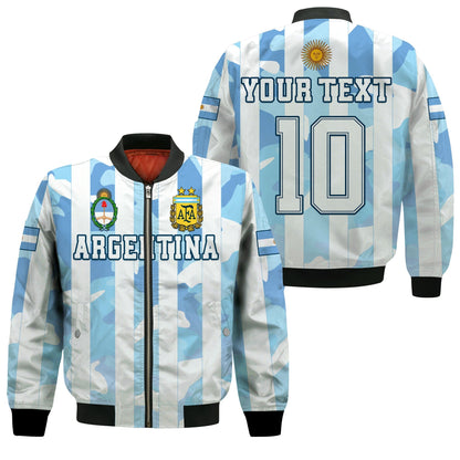 (Custom Personalised) Argentina Football Bomber Jacket AFA Champions 2022 Sporty Style