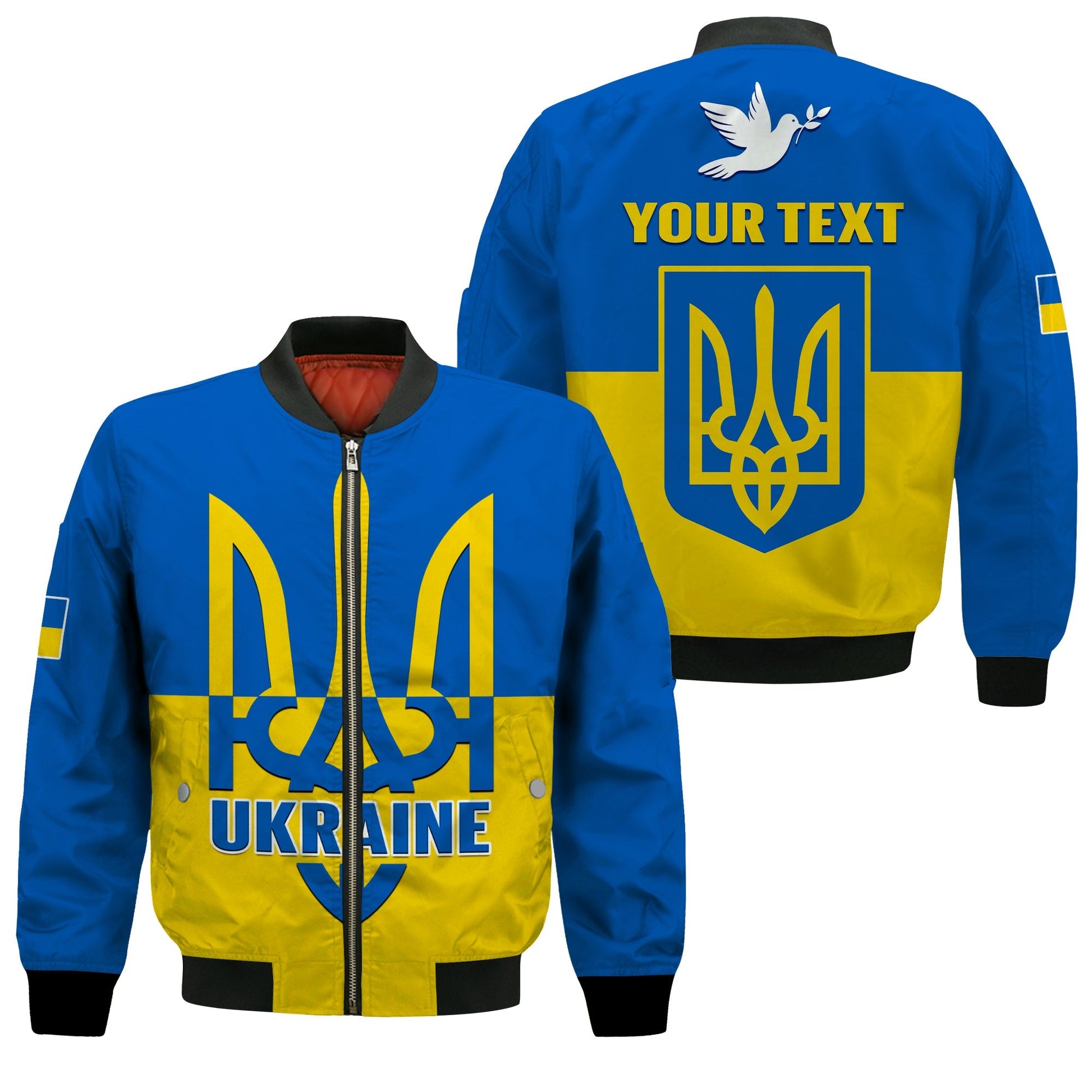 (Custom Personalised) Ukraine Bomber Jacket Stand With Ukrainian Simple Style