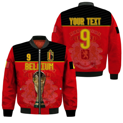 (Custom Text And Number) Belgium Football 2022 Bomber Jacket De Rode Duivels Sporty Style
