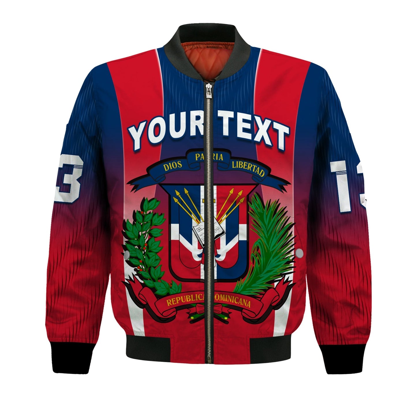 (Custom Personalised) Dominican Republic Bomber Jacket Dominicana Style Sporty