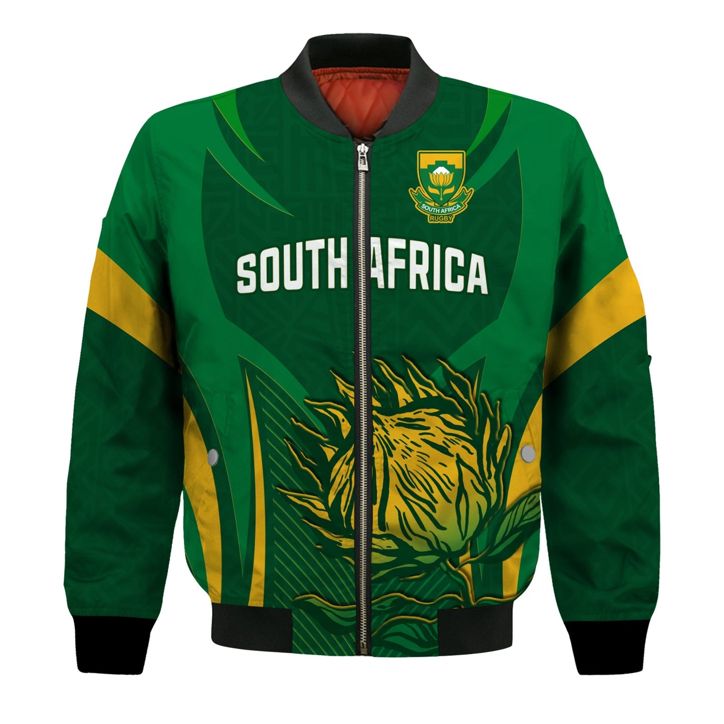 (Custom Text and Number) South Africa Rugby Bomber Jacket Springboks Champion