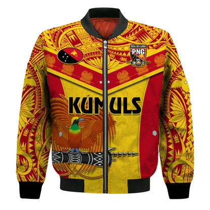 Papua New Guinea Rugby Bomber Jacket PNG Kumuls Bird Of Paradise Yellow