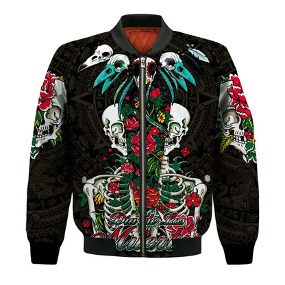Mexico Bomber Jacket Floral Skull Dia De Los Muertos