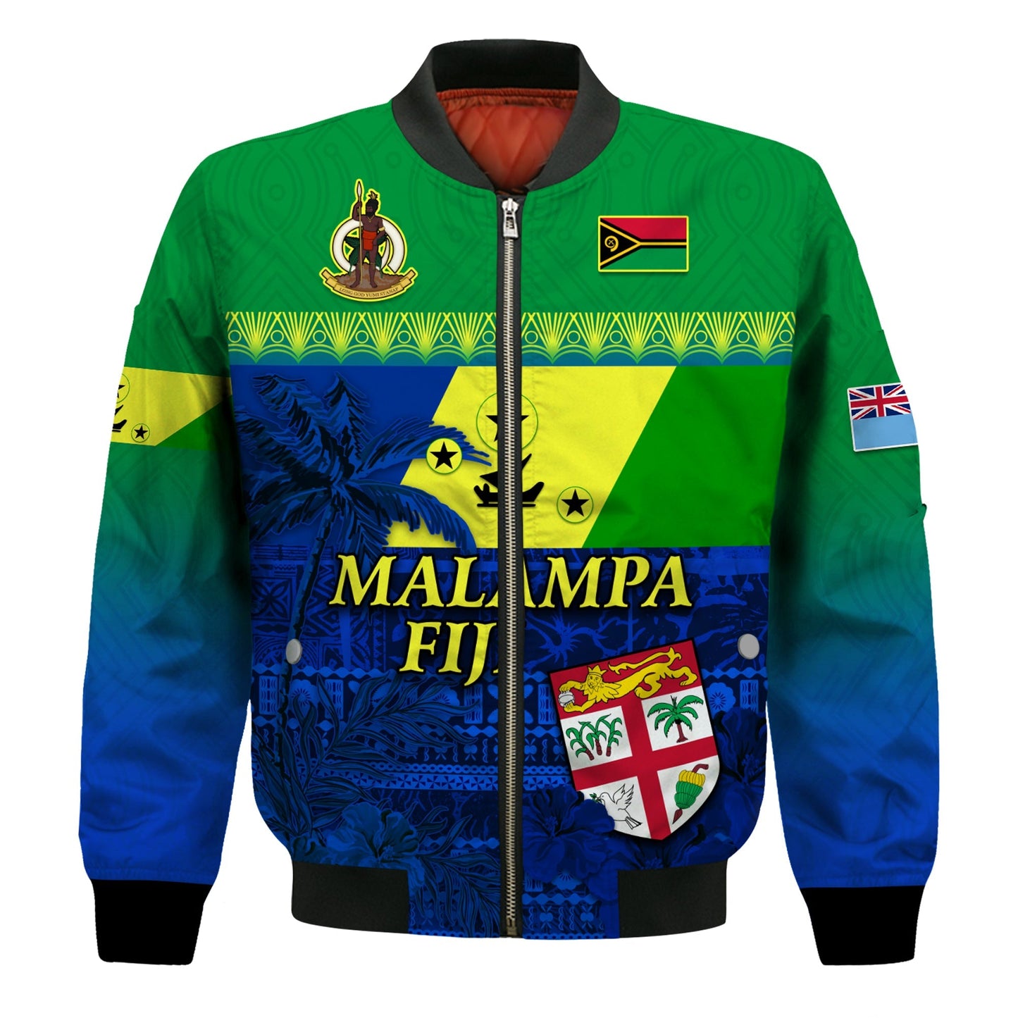 Malampa Fiji Day Bomber Jacket Vanuatu Polynesia mix Flowers