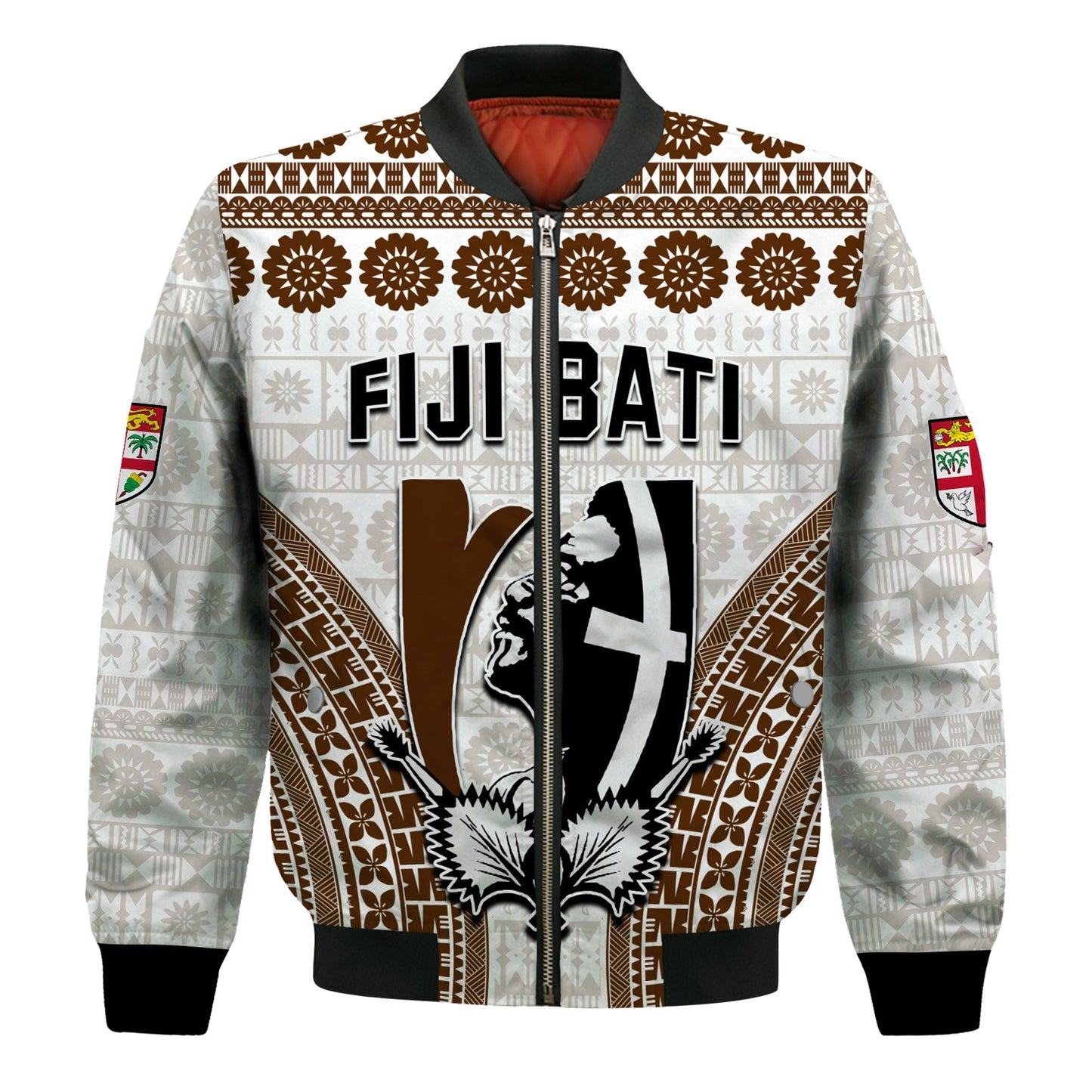 Fiji Rugby Bati Bomber Jacket Proud Tapa Pattern