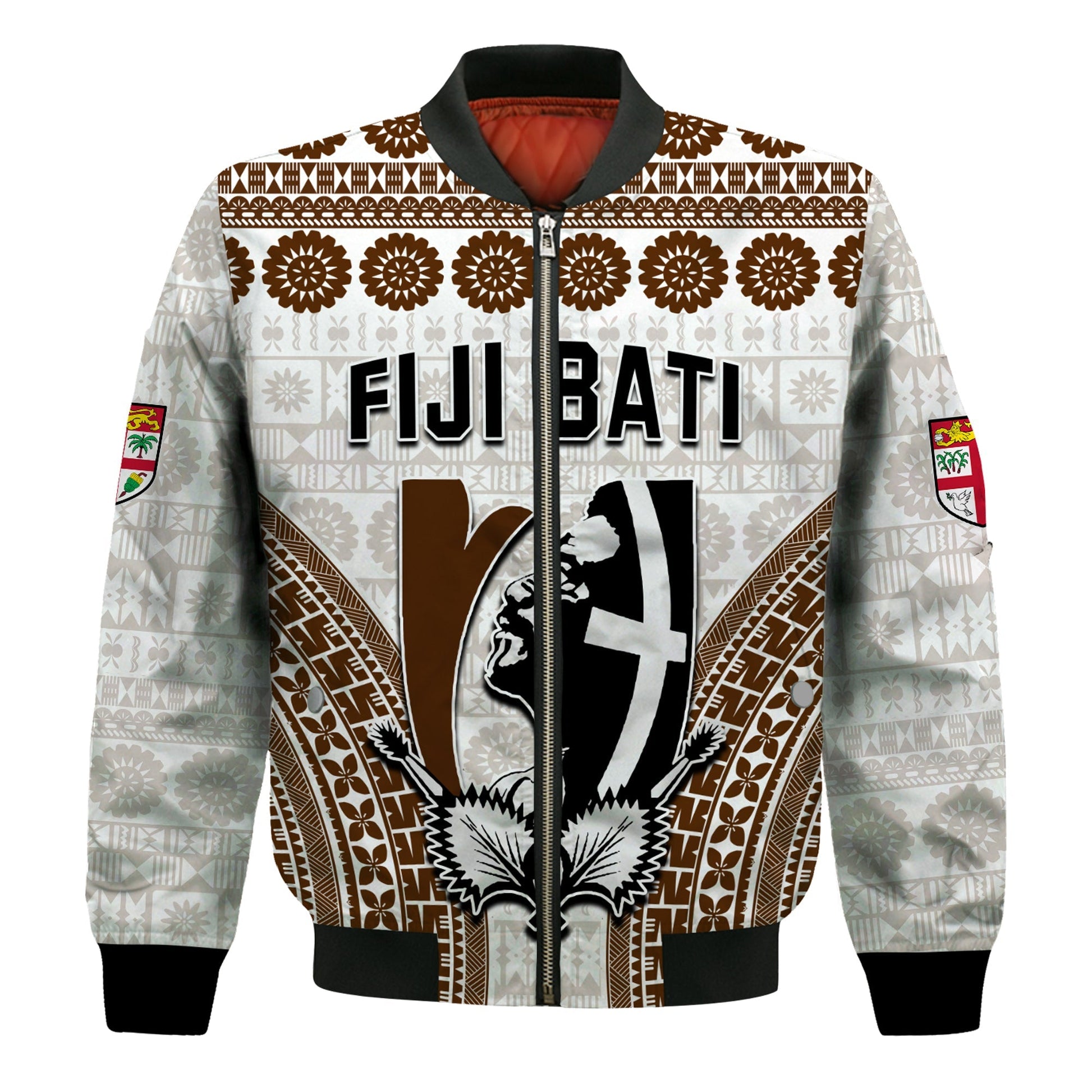 Fiji Rugby Bati Bomber Jacket Proud Tapa Pattern