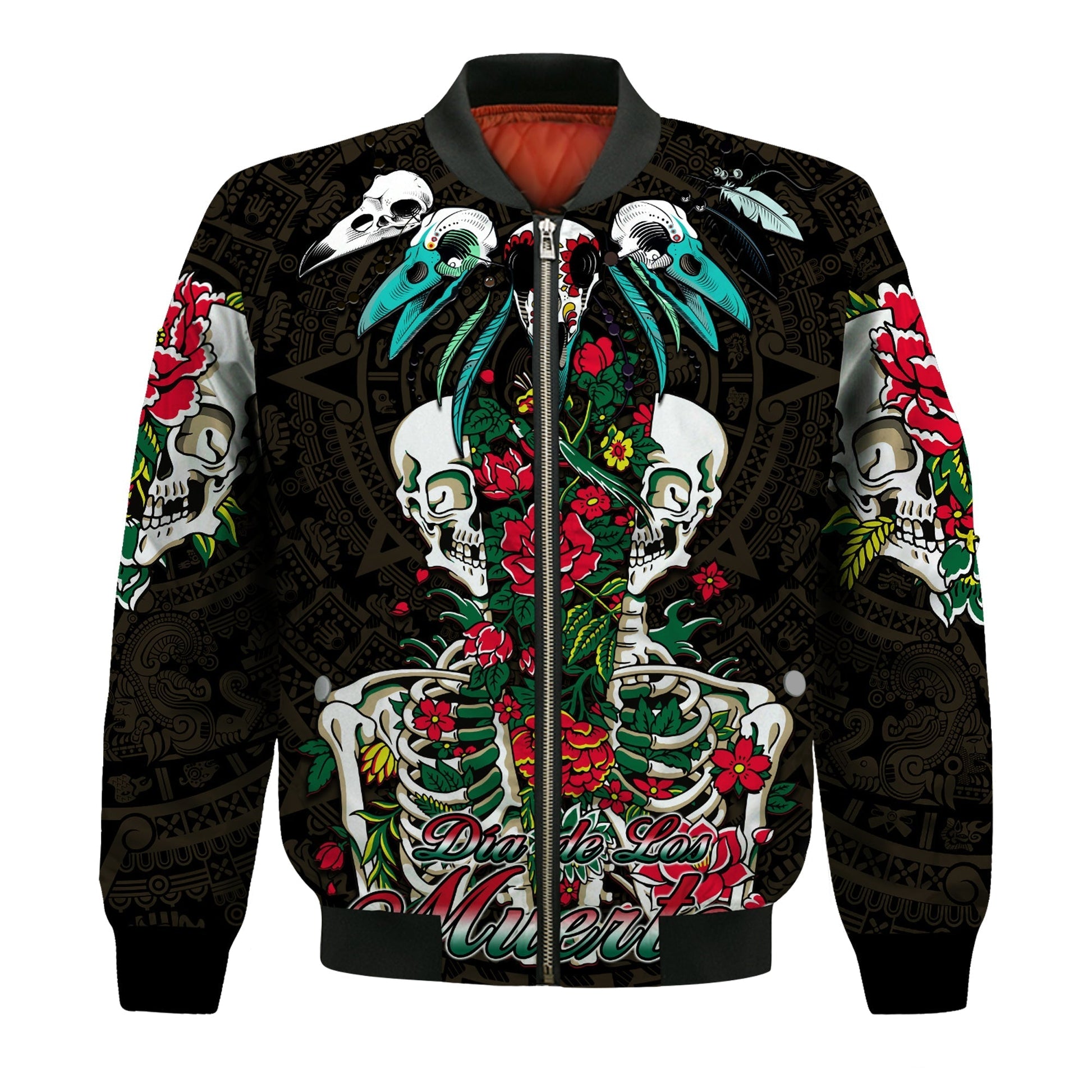 Mexico Bomber Jacket Floral Skull Dia De Los Muertos