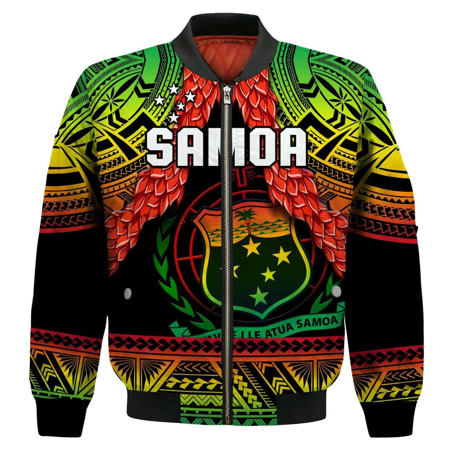 Samoa Rugby Bomber Jacket Teuila Torch Ginger Gradient Style