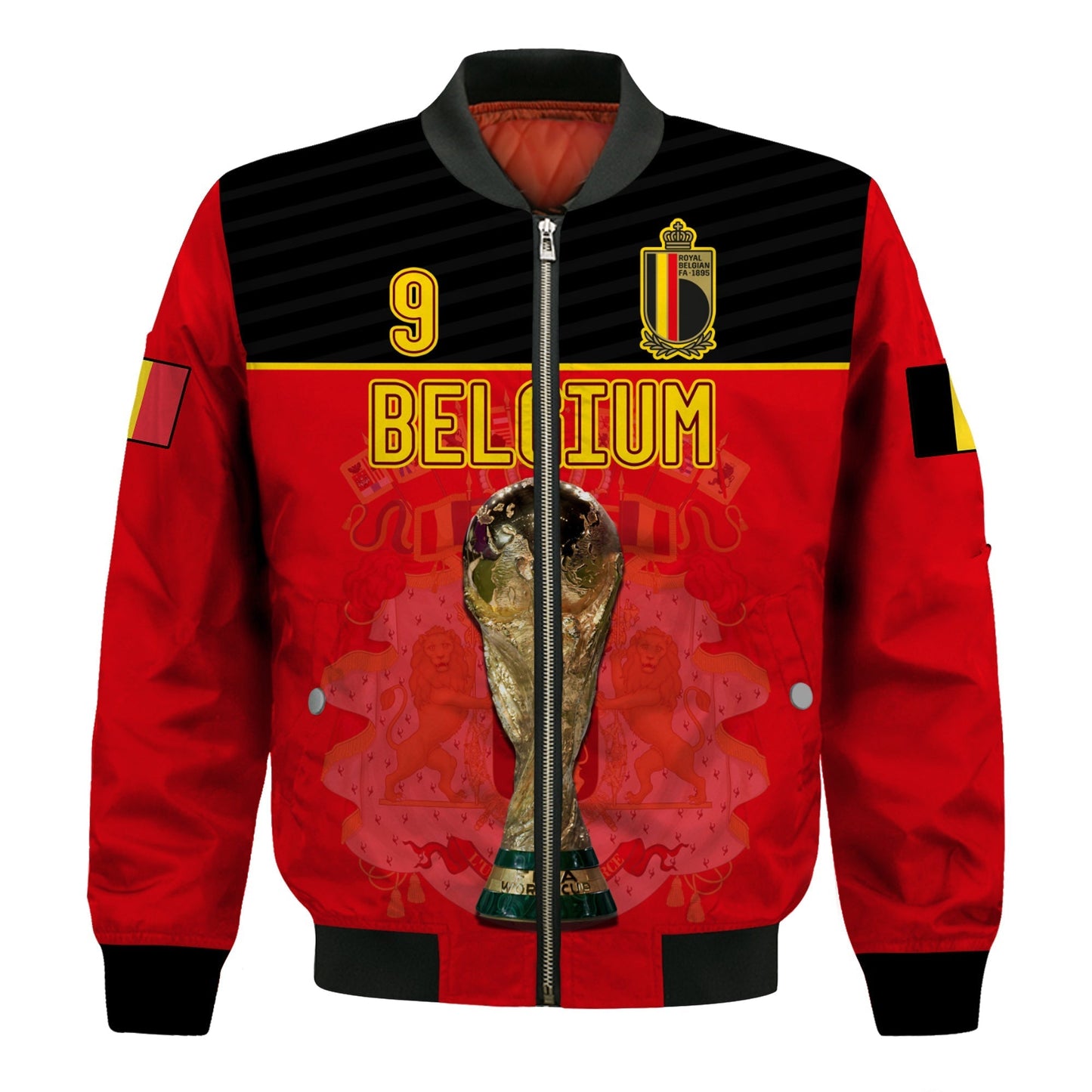 (Custom Text And Number) Belgium Football 2022 Bomber Jacket De Rode Duivels Sporty Style