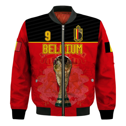 (Custom Text And Number) Belgium Football 2022 Bomber Jacket De Rode Duivels Sporty Style
