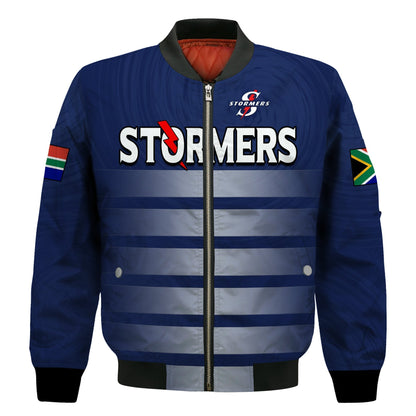 (Custom Text And Number) Stormers South Africa Rugby Bomber Jacket We Are The Champions URC Unity