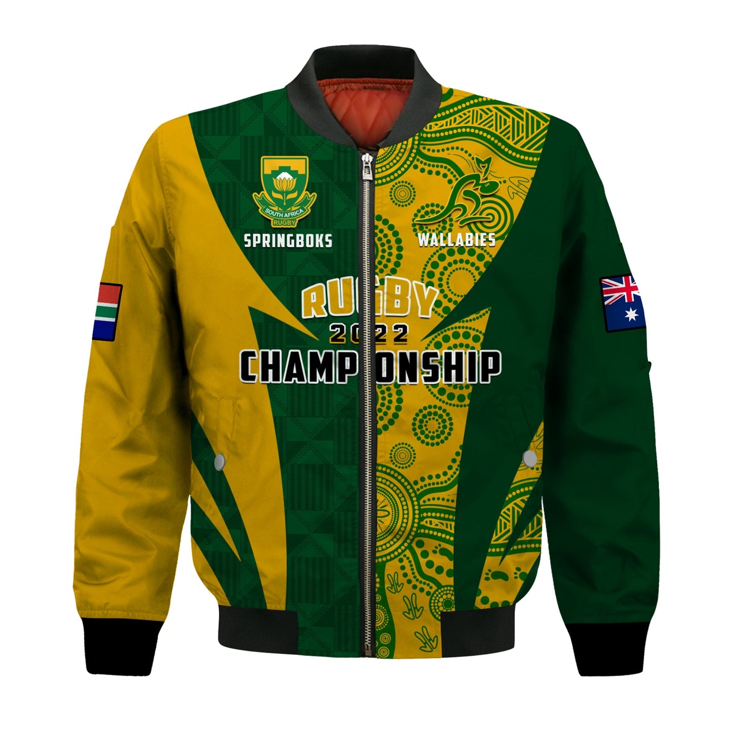 Australia Rugby and South Africa Rugby Bomber Jacket Wallabies Mix Springboks Sporty