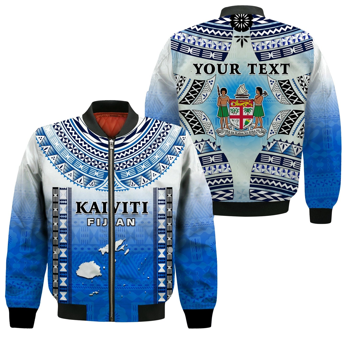Custom Text And Number Fiji Bomber Jacket Kaiviti Fijian Special Tapa Pattern