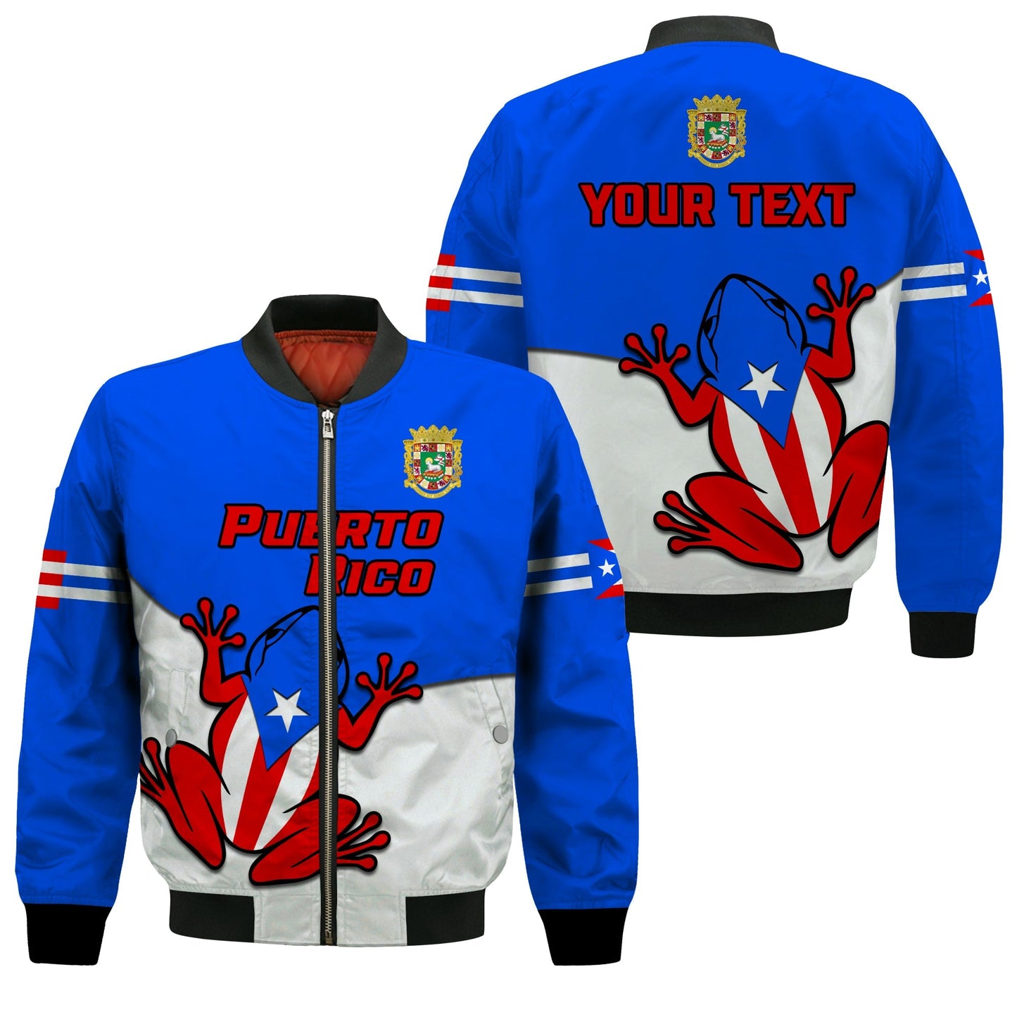 (Custom Personalised) Puerto Rico Bomber Jacket Coqui Frog Simple Style