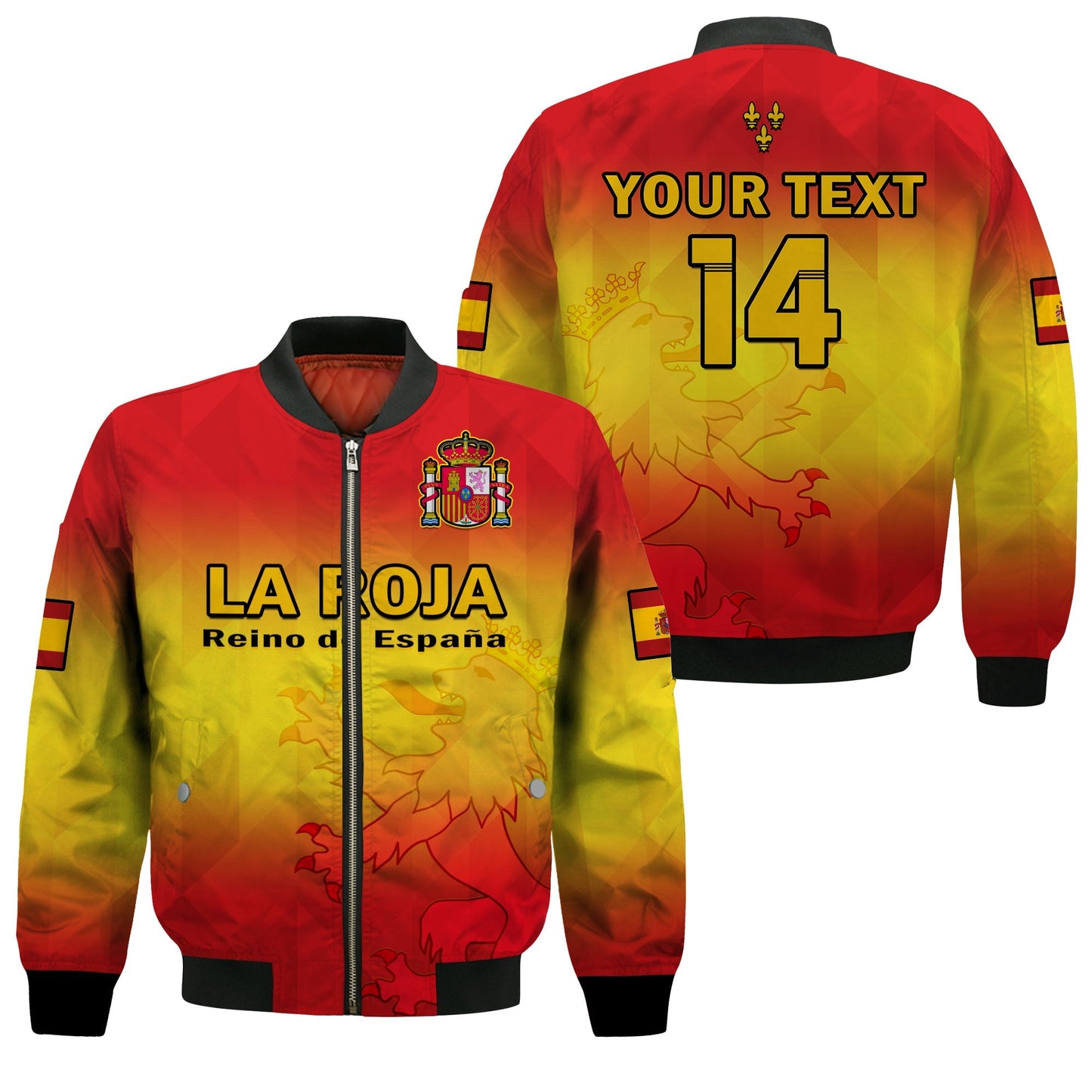 (Custom Text And Number) Spain Football Bomber Jacket La Roja World Cup 2022
