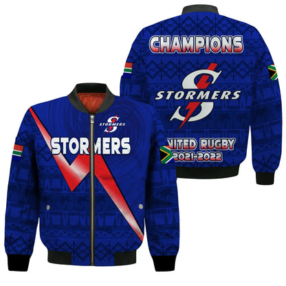 Stormers South Africa Rugby Bomber Jacket We Are The Champions URC African Pattern