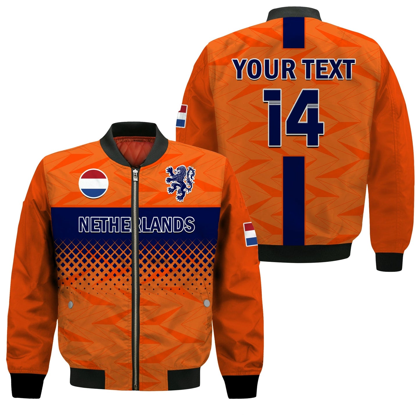 (Custom Text And Number) Netherlands Football Bomber Jacket Holland World Cup 2022