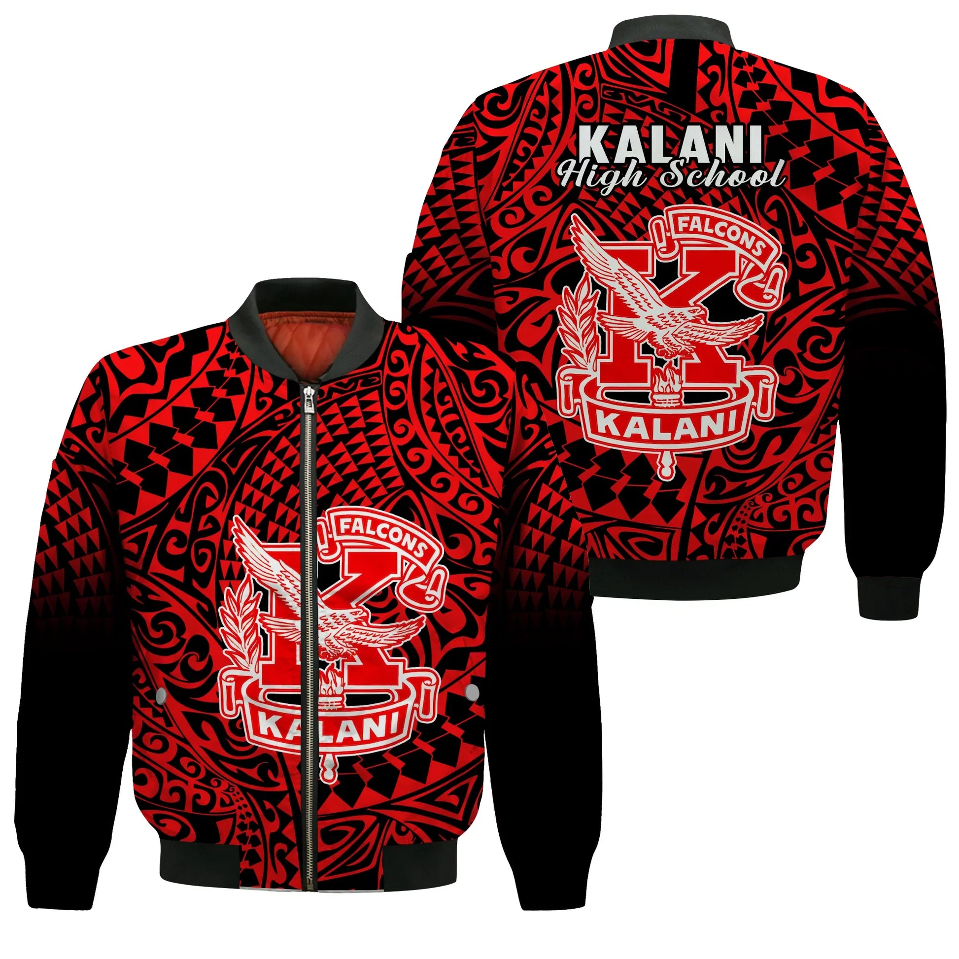 Hawaii Bomber Jacket Kalani High School Tribal Kakau