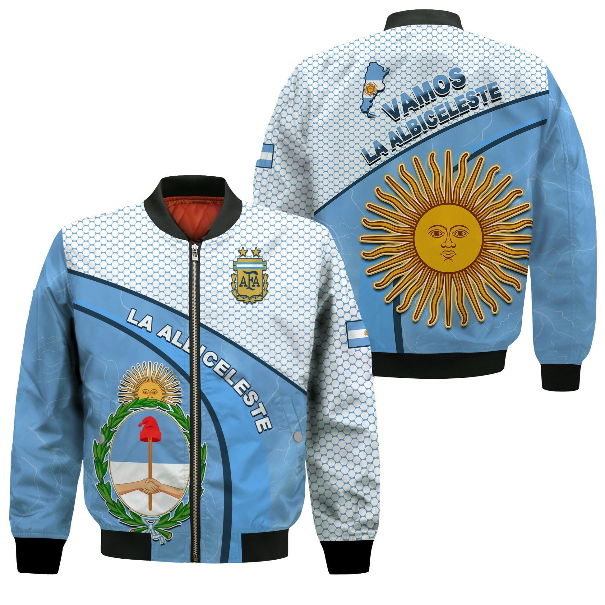 Argentina Football 2022 Bomber Jacket Champions Blue Sky May Sun