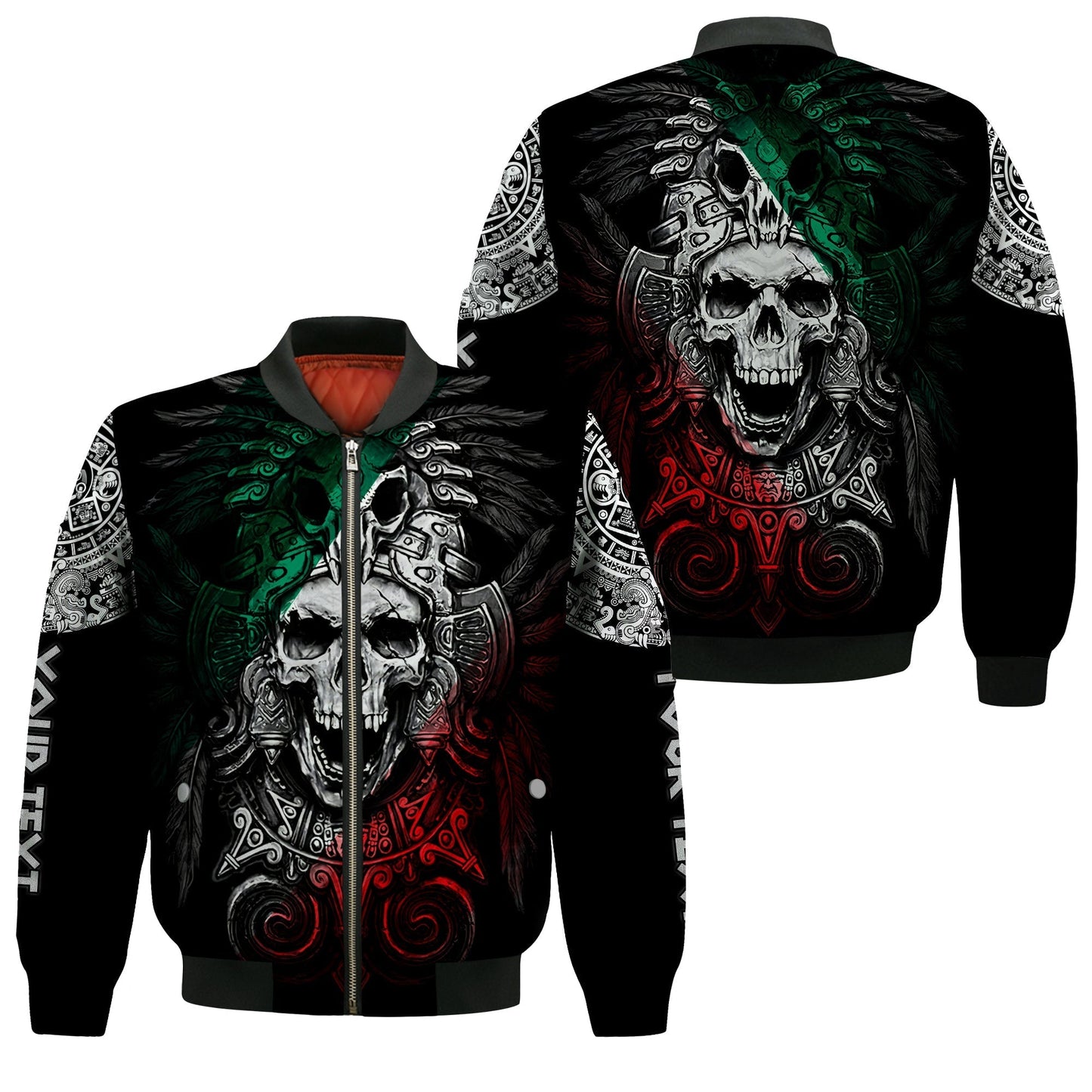 Custom Personalised Mexico Bomber Jacket Skull Eagle Aztec