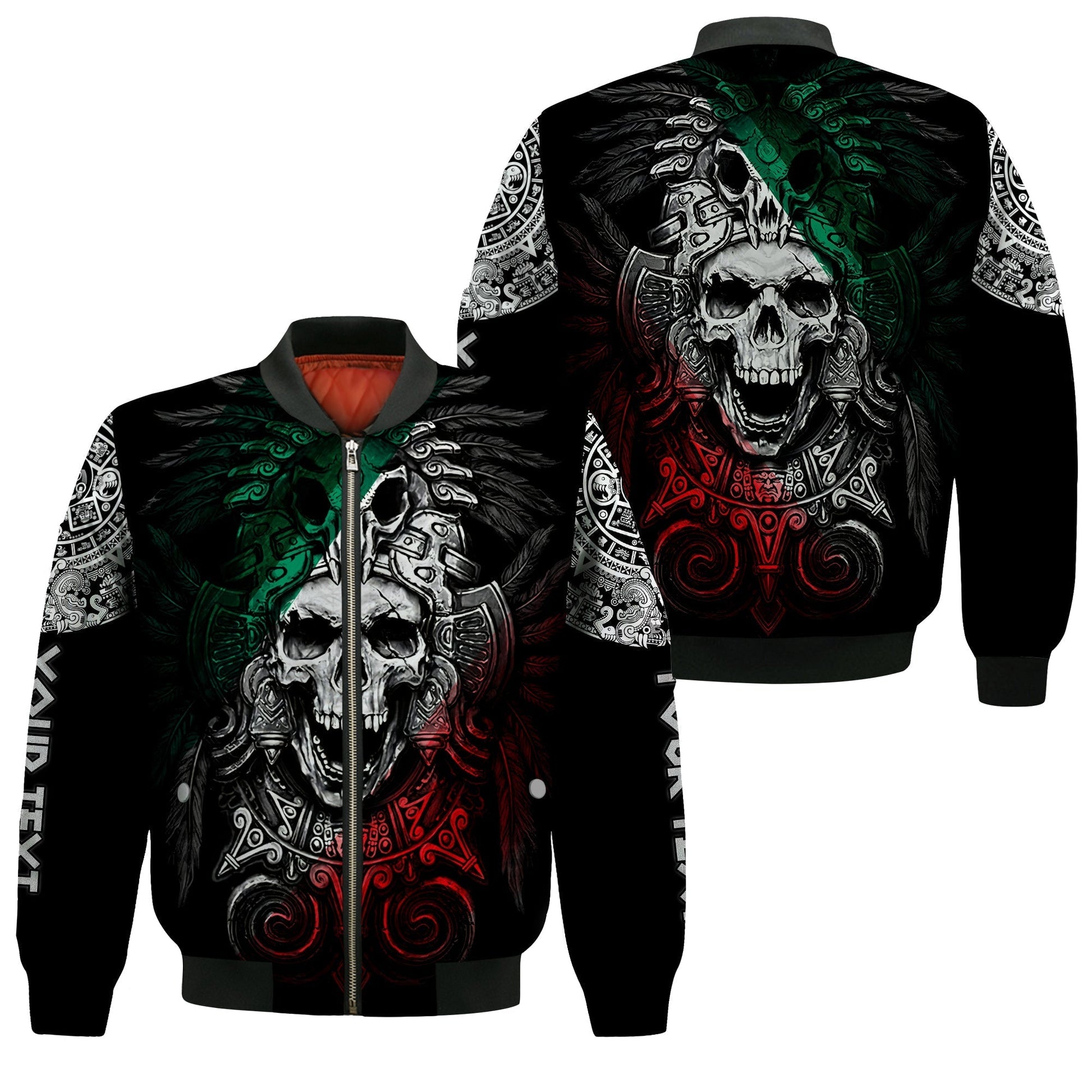 Custom Personalised Mexico Bomber Jacket Skull Eagle Aztec
