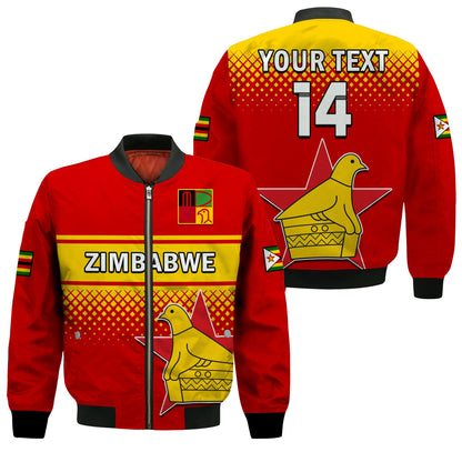 (Custom Text And Number) Zimbabwe Cricket Bomber Jacket The Chevrons ODI Style