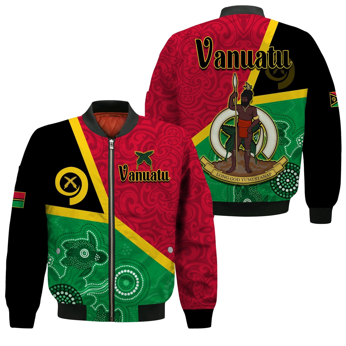 Vanuatu Bomber Jacket Aboriginal Turtle Mix Sand Drawing