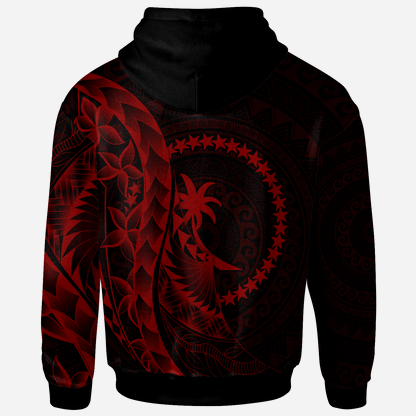 Chuuk Zip Hoodie Custom Personalised Polynesian Pattern Style Red Color