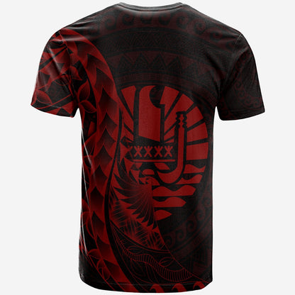 French Polynesia T Shirt Polynesian Pattern Style Red Color