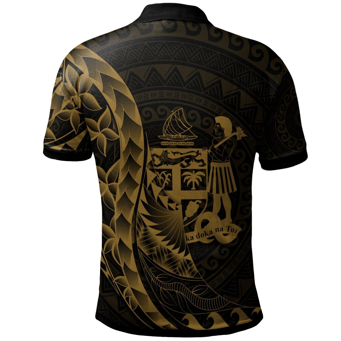 Fiji Polo Shirt - Polynesian Pattern Style Gold Color