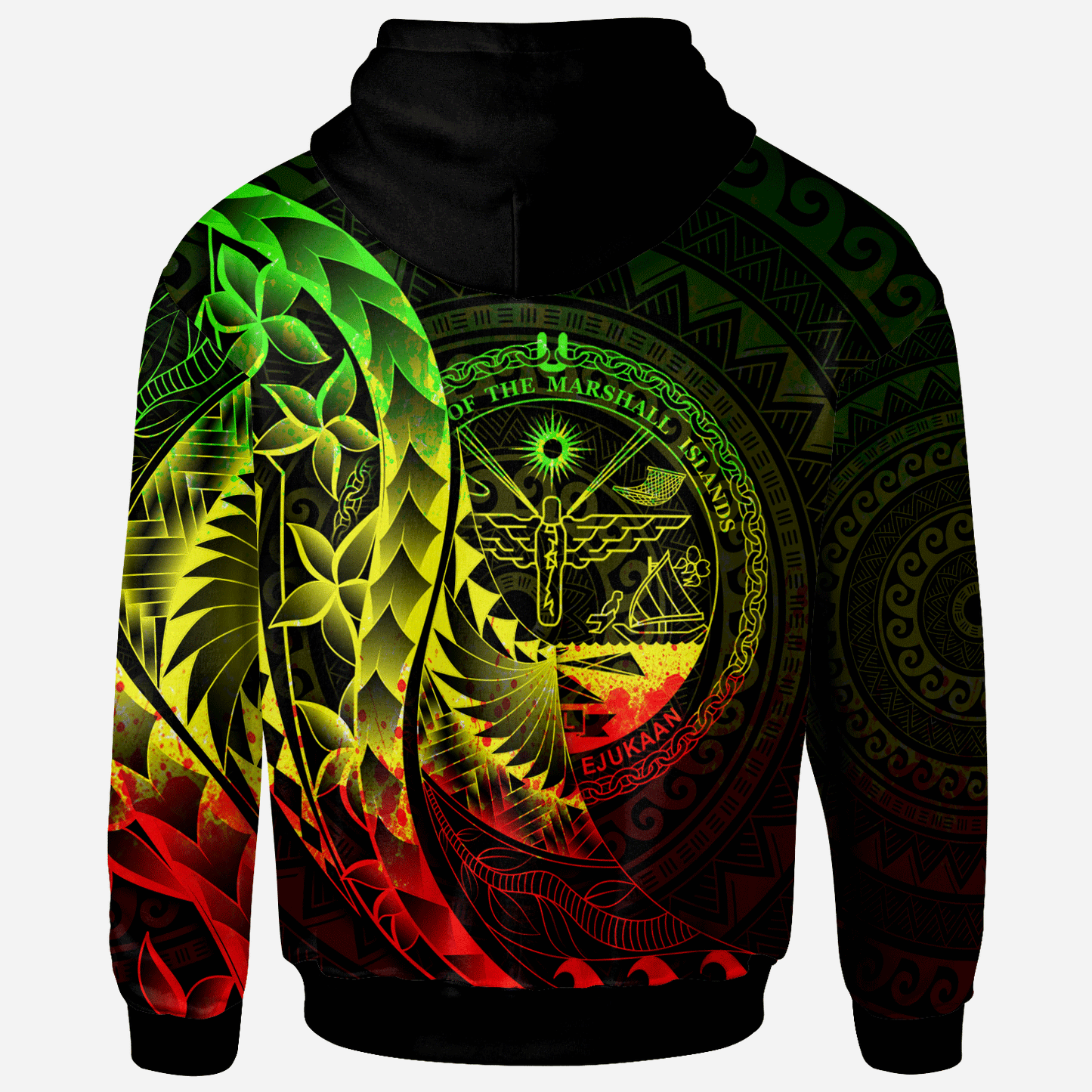 Custom Text Marshall Islands Hoodie Personalised Polynesian Pattern Style Reggae Color Zip Up Hoodie