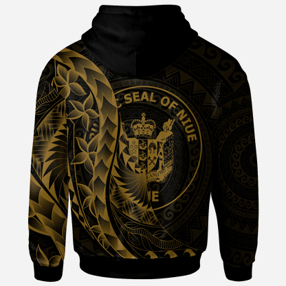 Niue Hoodie Polynesian Pattern Style Gold Color